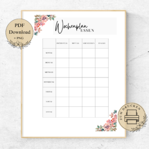 Wochenplan zum Ausdrucken PDF - mit Blumenmotiv