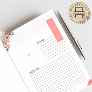 Rezeptkarte zum Ausdrucken | Blumenmotiv | PDF